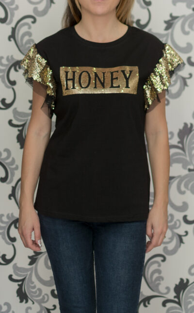 Черна блуза с пайети - HONEY 1