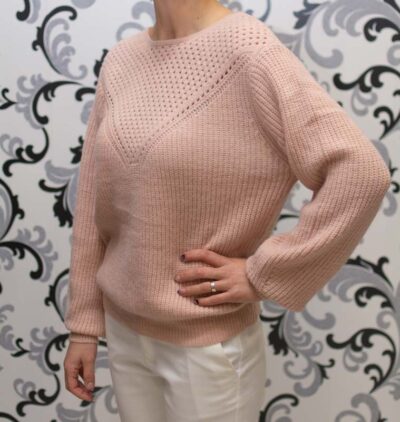 Розова плетена блуза 2